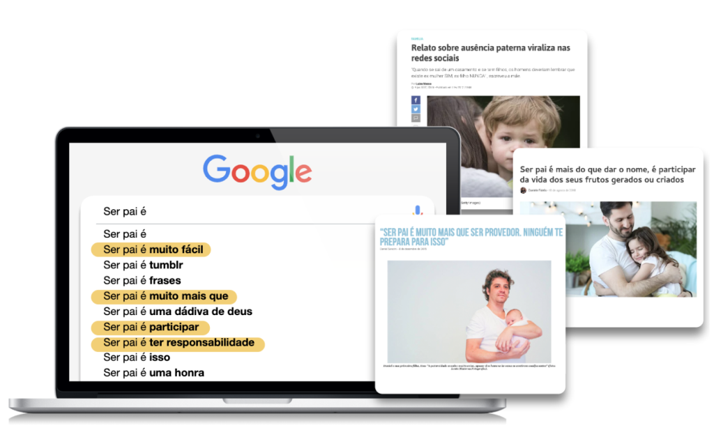 As principais buscas no Google, relacionadas a "ser pai" 
